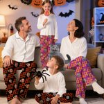Pantalon de Pyjama Personnalisé avec Photo et Motif à Carreaux Citrouille Cadeau Halloween Noël pour Famille et Amoureux des Animaux