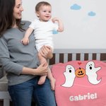 Personalizado gótico fantasma esqueleto calabaza suave manta con nombre decoración del hogar Halloween Party Gift for Kid Friend Family