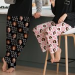 Pantalon de Pyjama Personnalisé avec Photo et Motif à Carreaux Citrouille Cadeau Halloween Noël pour Famille et Amoureux des Animaux