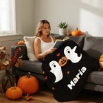 Personalizado gótico fantasma esqueleto calabaza suave manta con nombre decoración del hogar Halloween Party Gift for Kid Friend Family