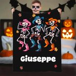 Personalizado gótico fantasma esqueleto calabaza suave manta con nombre decoración del hogar Halloween Party Gift for Kid Friend Family