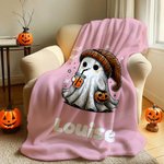 Personalizado gótico fantasma esqueleto calabaza suave manta con nombre decoración del hogar Halloween Party Gift for Kid Friend Family
