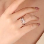 Personalized Dainty Interlocking Initial Ring with Birthstone Female Jewellery Anniversary Birthday Gift for Women