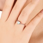 Bague d'Amour Personnalisée avec Pierre de Naissance en Forme de Cœur Cadeau Anniversaire Fête pour Femme