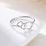 Personalized Dainty Interlocking Initial Ring with Birthstone Female Jewellery Anniversary Birthday Gift for Women