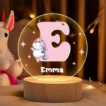 Spersonalizowana lampka nocna LED z imieniem i drewnianą podstawą do dekoracji pokoju dziecięcego Urodziny Baby Shower Prezent dla dzieci