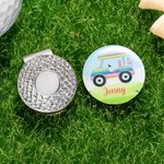 Personalised Colourful Golf Cart Golf Ball Marker Magnetic Hat Clip with Name Hat Accessory Birthday Gift for Golfers Sports Lover