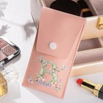 Personalized Floral Butterfly Initial PU Leather Makeup Brush Bag Set with Name and 8 Pcs Makeup Brushes Travel Essentials Birthday Gift for Women