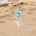Personalizada Tortuga Birthstone Zircon Collar con Nombre Dainty Joyería Aniversario Cumpleaños Regalo para Mujeres Turtle Lovers