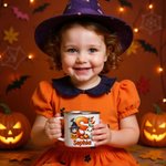 Personalised Cartoon Witch Character Pumpkin 12 oz Enamel Cup with Name and Initial Halloween Party Gift for Kids