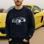 Personalizada Iconic Car Motocycle Bordado Foto Camiseta Sudadera Sudadera con capucha con texto Cumpleaños Aniversario Regalo para los propietarios de automóviles