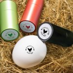Gallina personalizzata Silhouette dell'uovo Timbro sicuro per uova in cartone con inchiostro alimentare Testo e scatola Regalo di compleanno per famiglia allevatore agricoltore