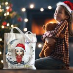 Gorro de Papá Noel personalizado Personaje de dibujos animados Luna creciente Bolsa de lona con nombre Uso diario Navidad Cumpleaños Regalo para mujer Niña
