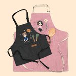 Tablier de Cuisine Personnalisé avec Fleur de Naissance Personnage Cartoon et Nom Cadeau d’Anniversaire pour Enfants et Famille