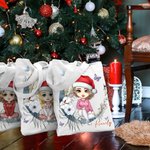 Gorro de Papá Noel personalizado Personaje de dibujos animados Luna creciente Bolsa de lona con nombre Uso diario Navidad Cumpleaños Regalo para mujer Niña