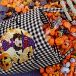 Personalized Cute Cartoon Character Pumpkin Moon Checkered Bag Sweets Bucket with Name Halloween Party Gift for Children
