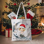 Gorro de Papá Noel personalizado Personaje de dibujos animados Luna creciente Bolsa de lona con nombre Uso diario Navidad Cumpleaños Regalo para mujer Niña