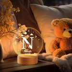 Personalizada Lindo Animal Perro Gato LED Luz de Noche con Nombre y Base de Madera Decoración de Guardería Regalo de Cumpleaños para Niños Amantes de las Mascotas