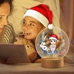 Luz nocturna LED personalizada con nombre y base de madera Regalo de cumpleaños y Navidad para la familia y los niños