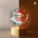 Luz nocturna LED personalizada con nombre y base de madera Regalo de cumpleaños y Navidad para la familia y los niños