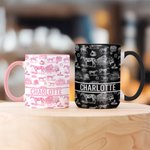 Personalized Multicolor Equestrianism Pattern Ceramic Coffee Mug with Text and Coaster Anniversary Birthday Gift for Equestrians Cowgirls