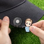 Personalisierter Cartoon Figur Golfball Marker Magnetischer Hut-Clip mit Namen Geburtstag Spieltag Geschenk für Golfer Golfspieler