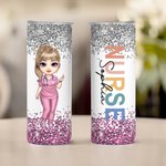 Personalized Cartoon Doctor Nurse Character Name Insulated 20 oz Skinny Tumbler with Straw and Lid Nurse Week Appreciation Gift for Medical Staff