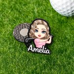 Personalisierter Cartoon Figur Golfball Marker Magnetischer Hut-Clip mit Namen Geburtstag Spieltag Geschenk für Golfer Golfspieler
