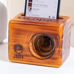 Porte-téléphone en bois personnalisé avec texte et logo gravés Accessoires pour téléphone portable Cadeau d'anniversaire pour les amoureux de la musique