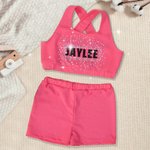Personlig Rhinestone Glitter Name Kid's Sports Vest Sett Daglig trening Konkurranse Dag Gave til Cheerleaders Jenter