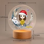 Luz nocturna LED personalizada con nombre y base de madera Regalo de cumpleaños y Navidad para la familia y los niños