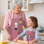 Tablier de Cuisine Personnalisé avec Fleur de Naissance Personnage Cartoon et Nom Cadeau d’Anniversaire pour Enfants et Famille