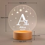 Personalizada Lindo Animal Perro Gato LED Luz de Noche con Nombre y Base de Madera Decoración de Guardería Regalo de Cumpleaños para Niños Amantes de las Mascotas