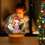 Luz nocturna LED personalizada con nombre y base de madera Regalo de cumpleaños y Navidad para la familia y los niños