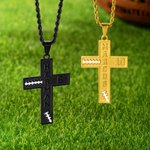 Personalised Baseball Softball Basketball Soccer Cross Necklace with Name Number Text Game Day Birthday Gift for Sports Lovers