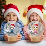 Luz nocturna LED personalizada con nombre y base de madera Regalo de cumpleaños y Navidad para la familia y los niños