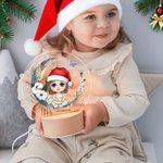 Luz nocturna LED personalizada con nombre y base de madera Regalo de cumpleaños y Navidad para la familia y los niños