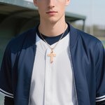 Personalised Baseball Softball Basketball Soccer Cross Necklace with Name Number Text Game Day Birthday Gift for Sports Lovers