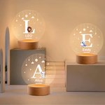 Personalizada Lindo Animal Perro Gato LED Luz de Noche con Nombre y Base de Madera Decoración de Guardería Regalo de Cumpleaños para Niños Amantes de las Mascotas