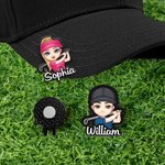 Personalisierter Cartoon Figur Golfball Marker Magnetischer Hut-Clip mit Namen Geburtstag Spieltag Geschenk für Golfer Golfspieler