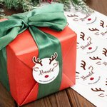 Personalised Cute Christmas Reindeer Waterproof Stickers Labels with Name and Text Gift Decor Christmas Festival Party Favors for Family Friends
