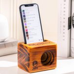 Porte-téléphone en bois personnalisé avec texte et logo gravés Accessoires pour téléphone portable Cadeau d'anniversaire pour les amoureux de la musique