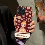 Custodia iPhone personalizzata in TPU con nome personaggio e fiore di nascita regalo ideale per compleanni e occasioni speciali per donne