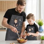 Tablier de Cuisine Personnalisé avec Fleur de Naissance Personnage Cartoon et Nom Cadeau d’Anniversaire pour Enfants et Famille