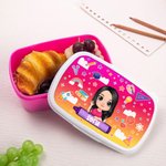 Portamerenda con nome personalizzato in stile cartone animato in materiale alimentare sicuro regalo di compleanno o ritorno a scuola per bambini