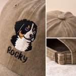 Personalised Embroidered 1-2 Pet Face Photos 100% Cotton Baseball Cap with Name Daily Use Birthday Holiday Gift for Dog Dad Mom Pet Lover