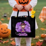 Personalisierte Halloween Fledermaus Cartoon Charakter große Kapazität Tragetasche mit Namen Halloween Party Geschenk für Kinder