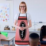 Spersonalizowany zabawny fartuch regulowany w kształcie kredki z tekstem wdzięczności - prezent urodzinowy dla nauczyciela