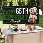 Personligt flerfärgat Happy Birthday-banner med 2 foton och namn Heminredning Födelsedagspresent till vänner familj