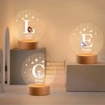 Luce notturna LED personalizzata con nome e animali carini base in legno decor per la casa regalo di compleanno per bambini